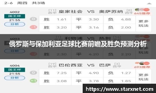 俄罗斯与保加利亚足球比赛前瞻及胜负预测分析